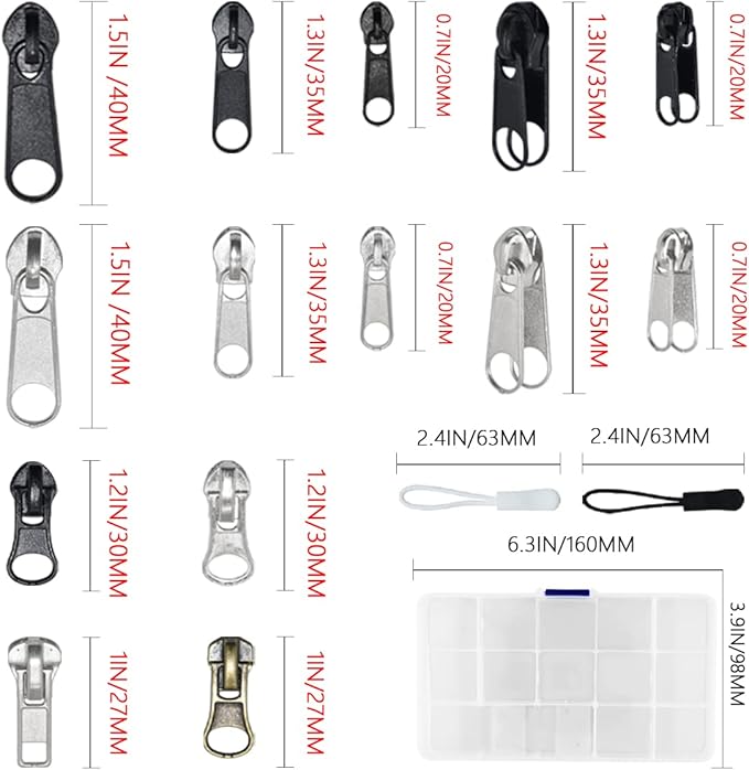 252Pcs Zipper Repair Kit, Zipper Replacement Zipper Pulls, Zipper Fix Replacement Zipper Slider Set with Installation Pliers for Jacket Backpack Luggage Sleeping Bag #3#5#8 Silver and Black
