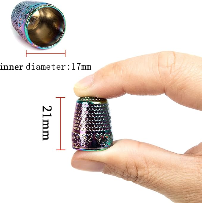ZESION 4Pcs Sewing Thimbles, Metal Thimbles for Hand Sewing Finger Protector, Quilting Craft Accessories for Knitting Needlework DIY Tools, Gold