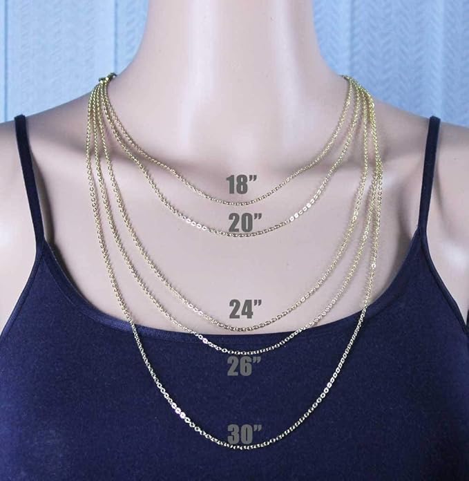 ALEXCRAFT Wholesale 12 PCS Gold Plated Brass Flat Cable Chain Finished Necklace Chains Bulk for Jewelry Making (30 Inch(2 MM))