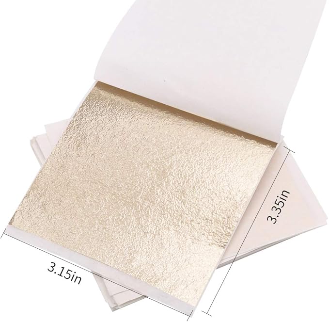 KINNO Gold Leaf Sheets for Art, 100 Sheets Antique Gold Foil for Home, Wall, Frame, Ceiling, Furniture Decoration, 3.15 by 3.35 Inches