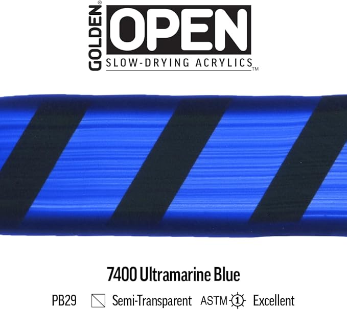 OPEN Slow-Drying Acrylics by GOLDEN, Ultramarine Blue, 5 fl oz. tube, Professional Acrylic Paint, Semi-Transparent