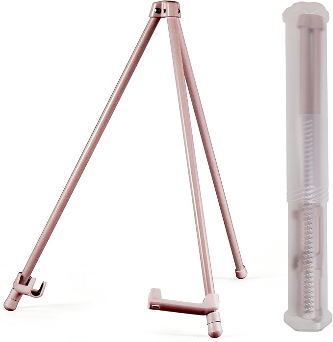 14" High Tabletop Instant Display Easel, Small Desktop Steel Easel Stand with Adjustable Holders for Paintings, Posters and Store Signs(Champagne, 1Pack)