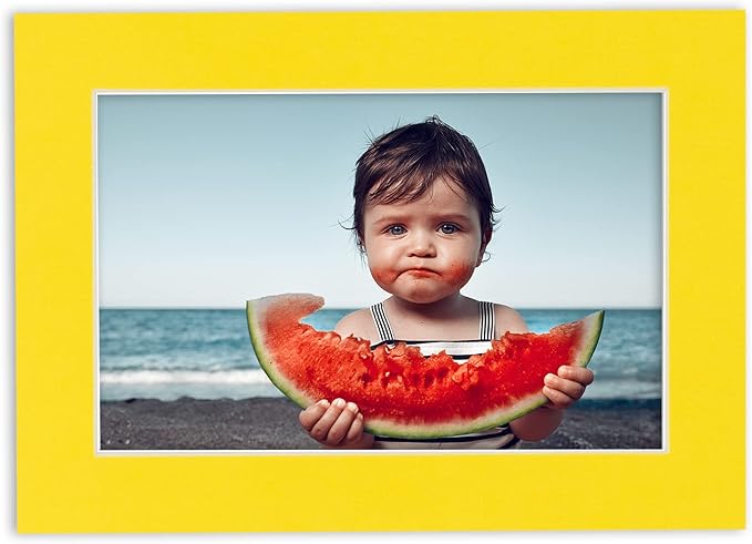 5x7 Mat for 8.5x11 Frame - Precut Mat Board Acid-Free Show Kit with Backing Board, and Clear Bags Yellow 5x7 Photo Matte Made to Fit a 8.5x11 Picture Frame Matboard for Framing, Pack of 10 Mats