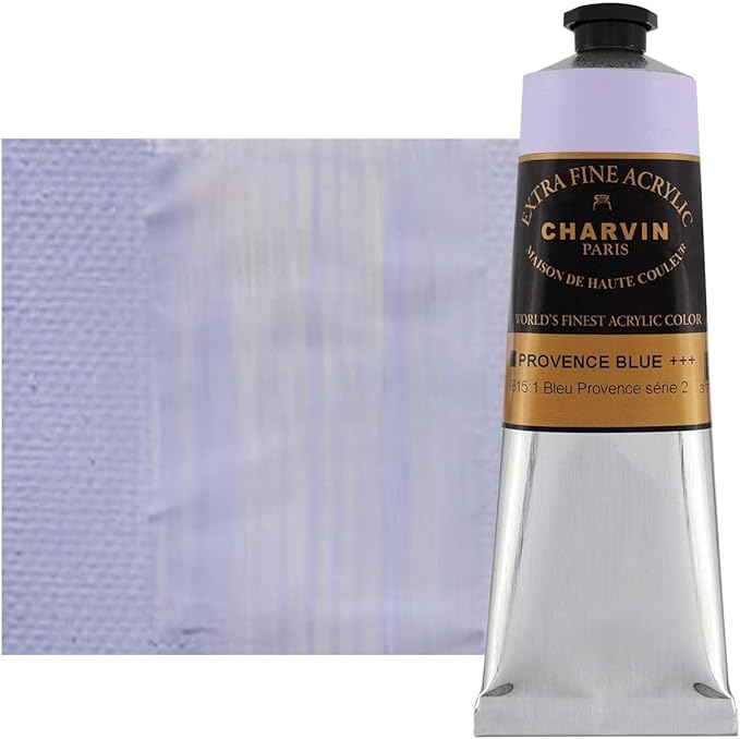 Charvin Extra Fine Professional Acrylic Paint - Provence Blue, 150ml Tube, Triple-Milled, Lightfast Pigments, Open Stock Artist Acrylic Paints in Nature-Inspired Hues
