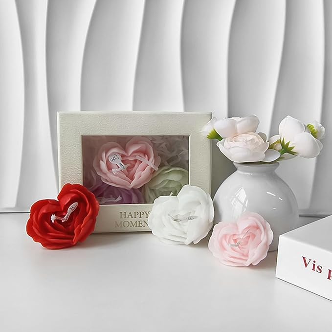 2Pack Heart Candle Mold, Heart Rose Silicone Molds for Candles, Rose Candle Molds for Resin Soap Candle Clay Craft & Home Decor.