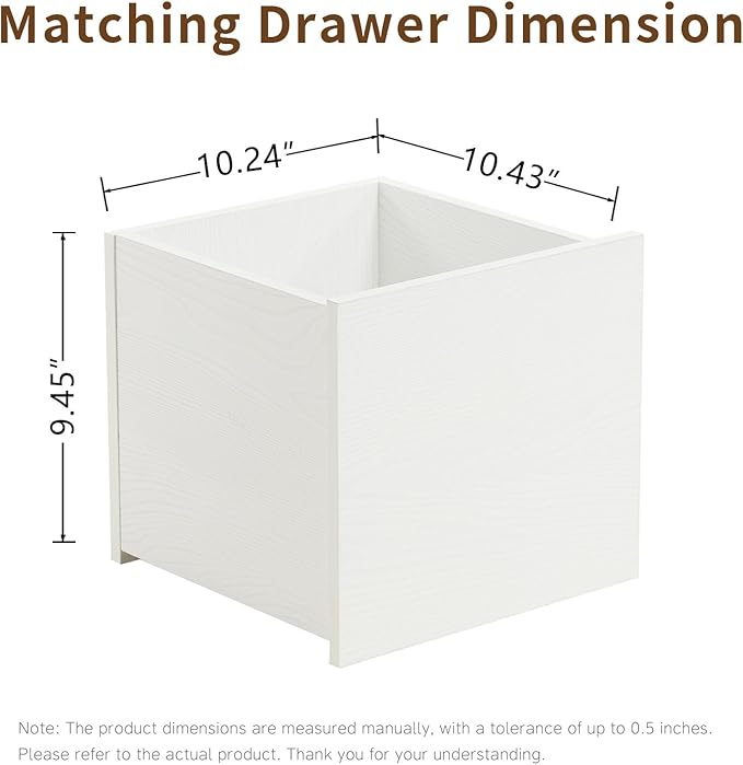 Wood Storage Organizer Drawer, 2 PCS 11x 11x 10Inch Wooden Bins Box for Home Books Clothes Toy Modular Open Cubby Storage System - Office Bookcase Closet Shelves,Embossed White