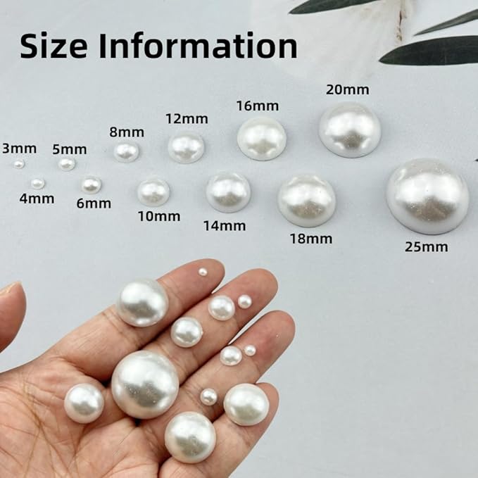 200pcs 14mm Half Pearls for Crafts Flatback Round Half Pearl Beads for Jewelry Making Nail Art Scrapbook Craft Wedding Dress Decoration(White)