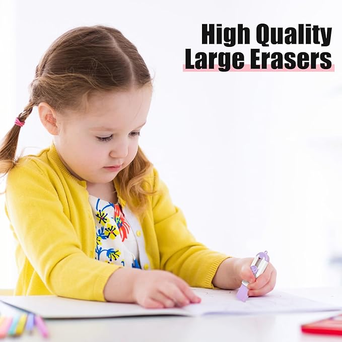 Retractable Eraser, Erasers for Pencils - 4+1 Pack Rubber Erasers - Pencil Eraser with Plastic Sleeve 4 Refill Eraser (Purple)