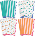 xo, Fetti Italian Summer Wavy Floral Stripe Napkins - 3-ply, 24 pcs | Bachelorette Party Decorations, Last Toast Coast, Birthday Party Supplies, Flower Baby Shower, Stripe Wavy Cocktail Decor