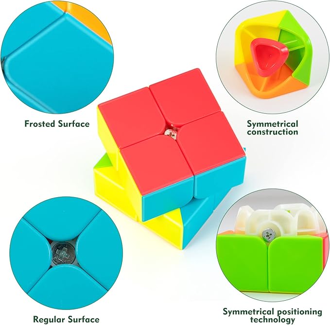2x2 Stickerless Speed Cube Magic Puzzle Cube for Kids & Adults | Smooth Brain Teaser Toy
