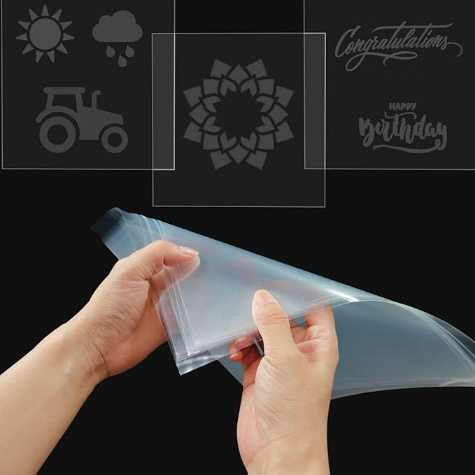 15 Pieces 4 mil Blank Stencil Sheets, 12 x 12 Inch Clear Blank Material Mylar Templates, Square Stencil Template for Vinyl Cutting Machine/Silhouette Stencils Material
