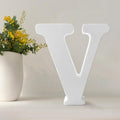 Wood Letters 4.3 Inch, White Unfinished Wood Letters for Graft, Wooden Letters for Wall Decor, Standing Letters for Bedroom, Home, Birthday, Party, DIY Graft (V)