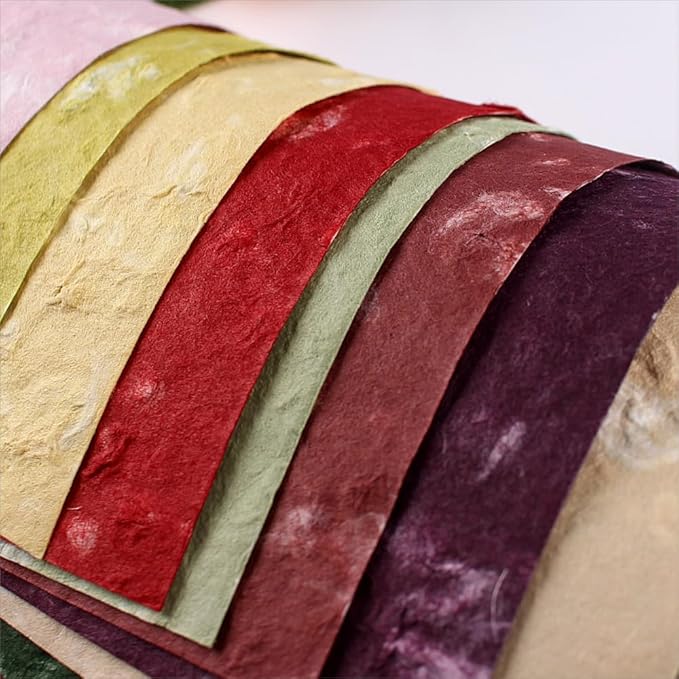 Textured Handmade Paper Sheets for Crafts, 21 Sheets A5 Thick Mulberry Scrapbook Paper for Card Making Supplies, Embossed, DIY Art Junk Journal, Collage, Mixed Media