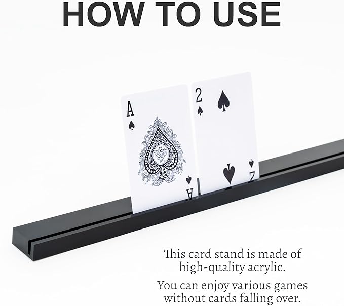 Playing Card Holders 13.4 Inches Black Acrylic Solid Card Holder for Playing Card Games (4 pcs., Black)