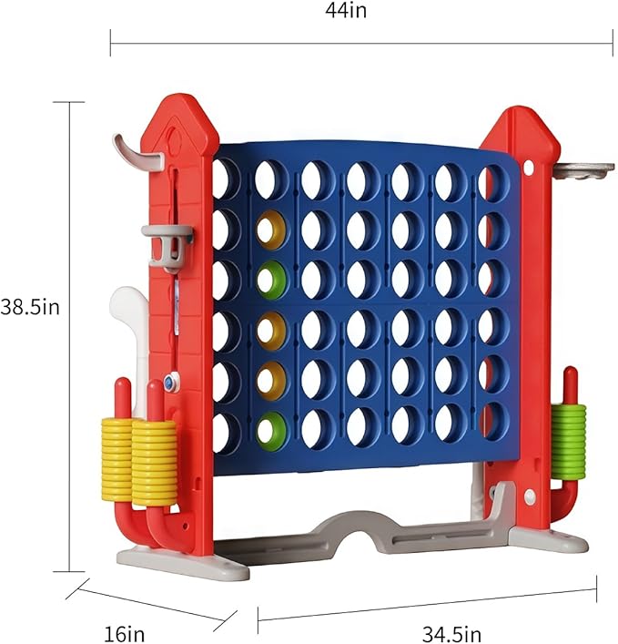 UNICOO Giant 4 in A Row Game with Carry Bag, Basketball Hoop, Ring Toss Game, 4-to-Score Game | Large Outdoor Yard Game, Parties & Gatherings Games
