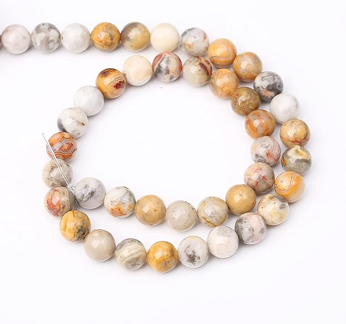 32pcs 12mm Natural Stone Beads Crazy Lace Agate Gemstone Round Loose Beads for Jewelry Making DIY Bracelet Necklace