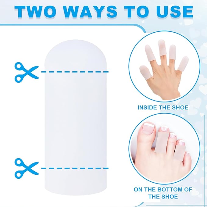 PATIKIL Gel Finger Cots 2"x0.79", 14 Pcs Silicone Finger Protector Support Finger Sleeve Cushions Thumb Protector Covers Fingertip Caps Gloves for Finger Cracking, White
