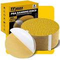 6-Inch 180-Grit Gold PSA Sanding Discs, 50 Pack – Pro-Grade Self-Adhesive Stickyback Sandpaper with Quick-Release Tabs for DA Sander, Fine Automotive/Wood/Metal Sanding