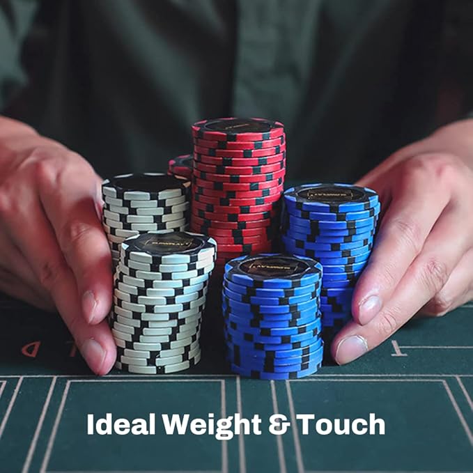 SLOWPLAY Nash Clay Poker Chips, 14 Grams Heavyweight Clay Composite, 40mm Large Chips in Bulk, Pack of 50 with Denomination of 5