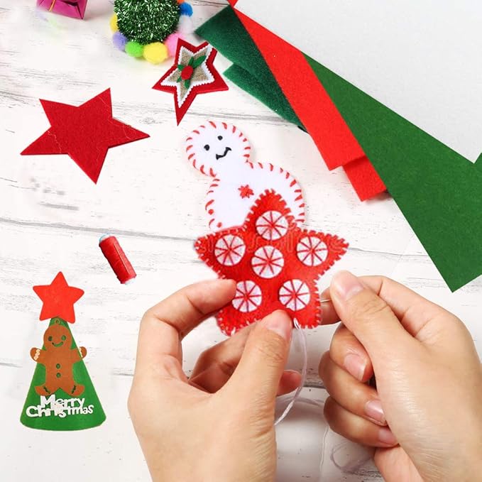 Weabetfu 16 Pieces Christmas Felt Fabric Sheets,5 Colors Craft Felt Sheets for DIY Christmas Decoration,DIY Patchwork Sewing Crafts