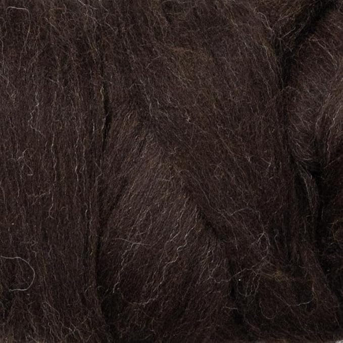 Kondoos Natural Wool roving, 8 OZ. Best for Needle Felting, handcrafts and Spinning. Natural Colours, un-Dyed. (Brown Dark Chocolate, 8 oz)