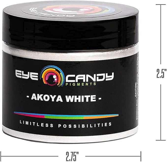 Eye Candy Pigments Premium White Mica Powder - Akoya White (50gr) - for Epoxy, Resin, Soap, Paint, Woodworking, Acrylic Pouring, Bath Bombs, Fishing Lures - DIY Arts and Crafts Additive