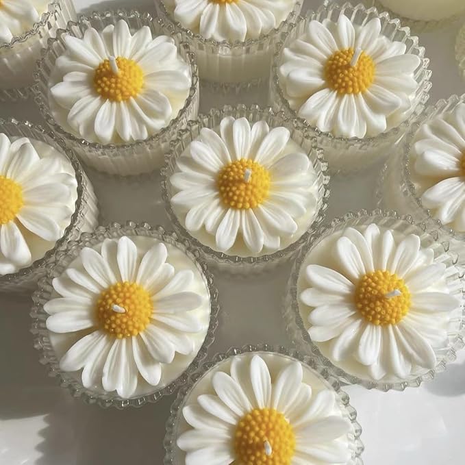 Daisy Candle Mold 4pack, Daisy Silicone molds for Candles, for soap,Candles,Resin,Polymer Clay, Plaster and More DIY Craft