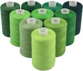 Sewing Thread 10 Color Sewing Industrial Purpose 1000 Yards Per Spool 40S/2 Polyester for DIY Sewing Machine,Embroidery Machine,Hand Sewing (Green)