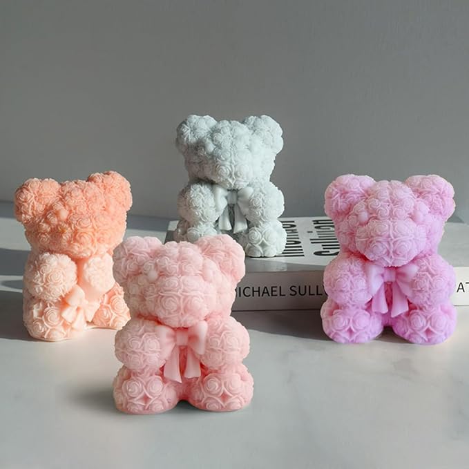 Bowtie Mini Rose Bear Candle Mold,Epoxy Resin Candle Making Molds, Silicone Candle Molds for DIY Candle,DIY Soap,Mother's Day Gifts,Birthday Gifts,Home Decor(Bow Tie Bear Mini)
