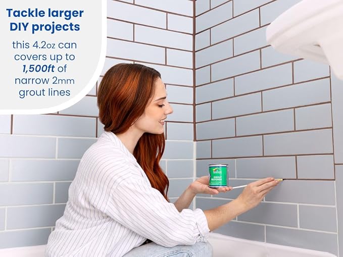 Grout Pen Brown Grout Paint: Waterproof Tile Paint Grout Refresh Restorer for Floor, Kitchen & Bathroom Shower Tiles - Brown - Can Size for Larger Projects - 125ml (4.2oz)
