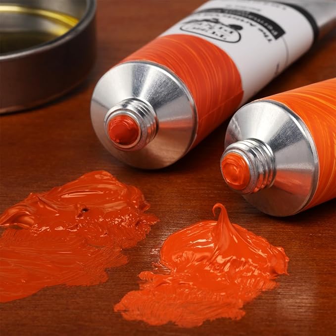 Tusc & Pine Artist Oil Paint - Permanent Orange Deep, 40 ml, Non-Yellowing, Rich & Creamy Consistency, Maximum Pigment Load, Small Batch Milled Oil Paints Made in the USA for Professional Artists