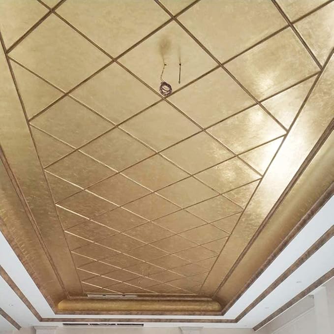 Imitation Gold Foil Sheets - KINNO Antique Gold Leaf Paper for Arts Decoration, Gilding, Nails, Handcrafts, Picture Frames, Sculpture, Furniture, and Wall, Paintings, 100 Sheets 5.1 by 5.3 Inches