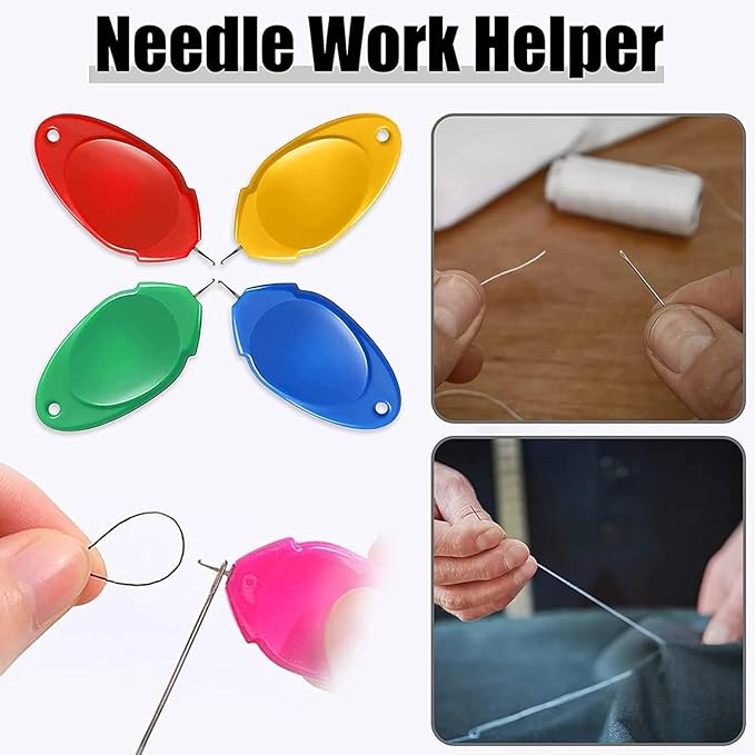 TOOVREN 12PCS Needle Threader for Hand Sewing Plastic Wire Hook Simple Threader for Needles Small Eye Easy Needle Threaders Tool for Sewing Machine Crafting Color Random