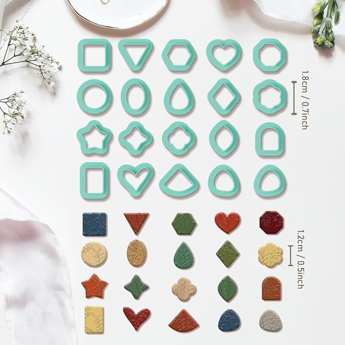 20pcs Basic Shape Geometric Clay Cutters, Polymer Clay Cutting Tools for Earrings Jewelry Making, Clay Jewelry Making Kit