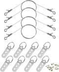 Picture Hanging Wire Kit, 4Pcs Adjustable Frame Wire 2m x 1mm Small Hooks Heavy Duty 50lbs, 8pcs 3-Hole D Rings Picture Hangers with Screws, for Canvas Paintings/ Mirrors/ Frames