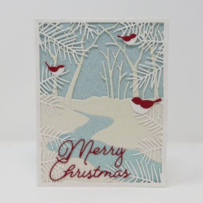 Mvchifay Cutting Dies Happy Birthday Metal Stencils Scrapbooking Tool DIY Emboss Paper Card Making (Roads and Trees-11x14cm)