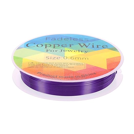 HARFINGTON 13ft Jewelry Wire, 22 Gauge (0.6mm) Brass Craft Soft Metal Tarnish Resistant Copper Beading Wire for Jewelry Making Supplies Crafting, Purple