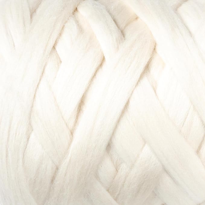 Natural Wool Bulk roving, 8 lb. Best Wool for Spinning, arm Knitting, Felting, Chunky Blankets and Tapestry. Natural Colors, un-Dyed. (Ecru, 8 lb)