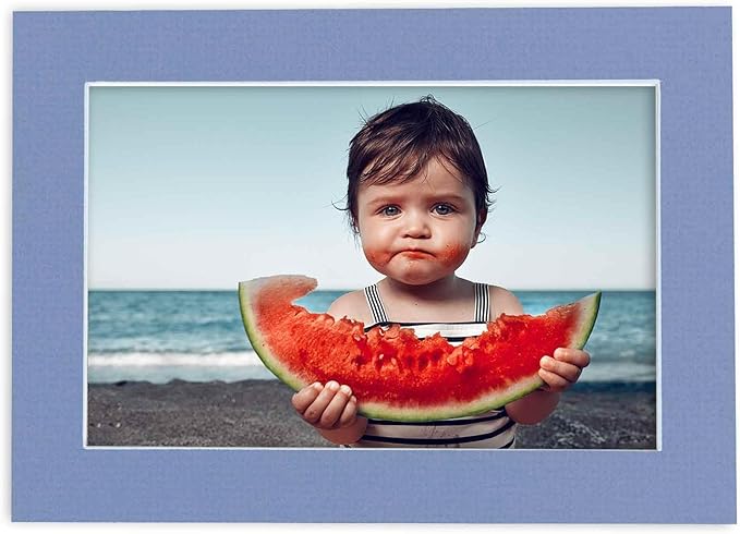 Pack of 25 Acid Free 8x10 Mats Bevel Cut for 5.5x8.5 Photos - Brittany Blue Precut Matboards for Pictures, Photos, Framing - 4-ply Thickness