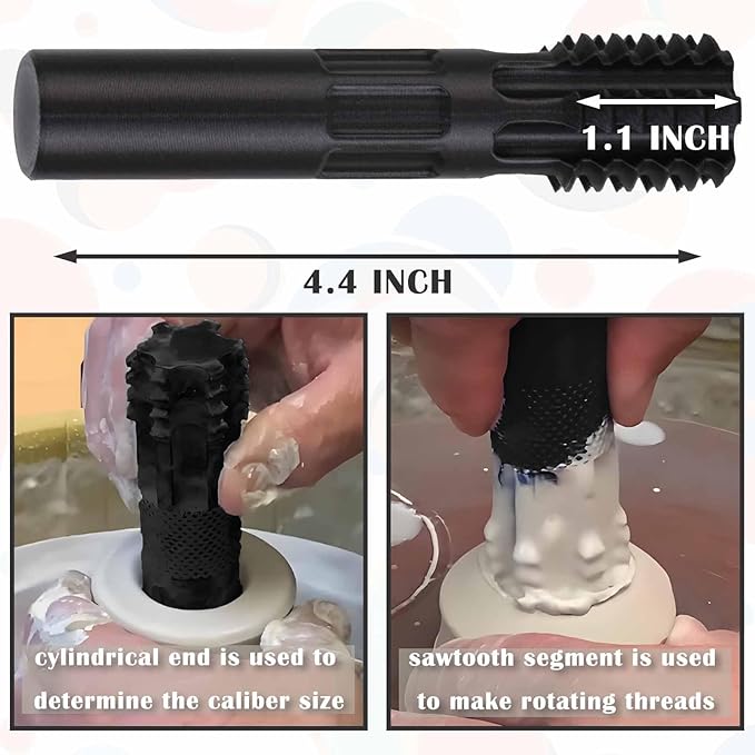 Pottery Clay Threading Making Kits, Clay Tap and Die Set for Jars and Lids Caps Thread (1 Inch Obsidian Black)