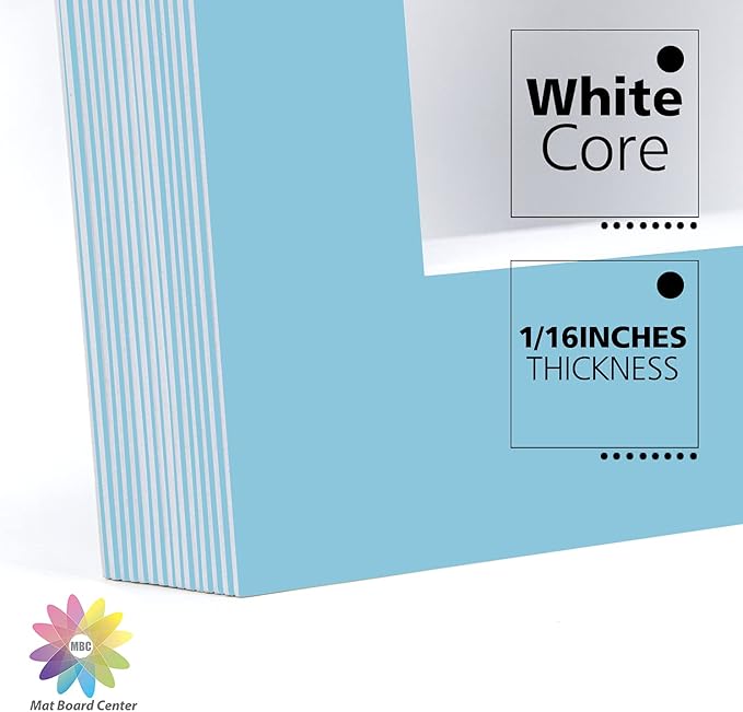 Mat Board Center, Pack of 10, 11x14 for 8x10 Deep Blue Color Mats - Acid Free, 4-ply Thickness, White Core - for Pictures, Photos, Framing