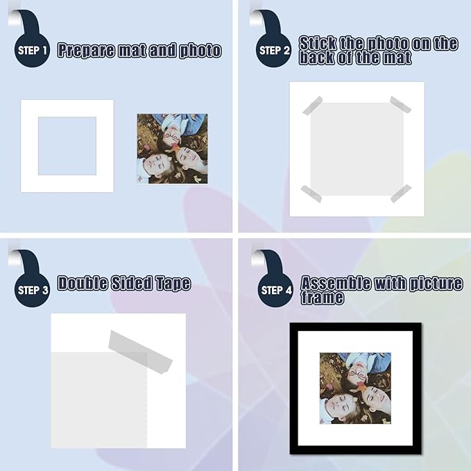 Mat Board Center, Pack of 10, 16x16 for 12x12 White Photo Picture Mats - Acid Free, 4-ply Thickness, White Core - for Pictures, Photos, Framing