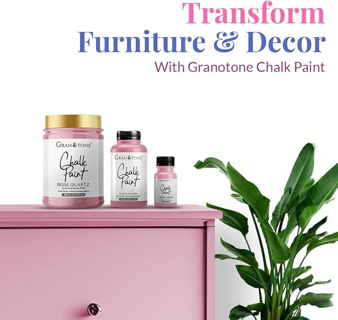 GRANOTONE Chalk Paint for Furniture | Matt-Finish Water-Based Acrylic Paint for Wood, Walls, Metal, Glass, Paper, Fabric Canvas | Maximum Coverage Chalk Paint for Kids & Adults, 500 Ml (ROSE QUARTZ)