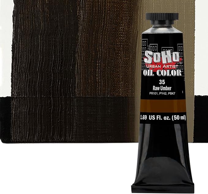Soho Urban Artist Oil Paint - Raw Umber, 50 ml Tube - Best Valued Oil Colors for Painting, Excellent Pigment Load