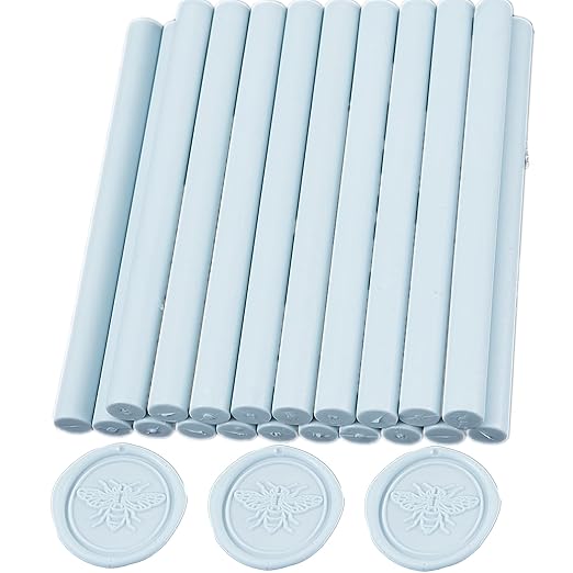 Baby Blue Wax Seal Sticks, ONWINPOR 20pcs Glue Gun Wax Sealing Sticks for Wax Seal Stamp, Light Blue Mini Sealing Wax Sticks Suit for 0.28''Glue Gun (Baby Blue)