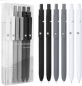 FIOVER Gel Pens, 6pcs 0.5mm Fine Point Black Ink, Smooth Writing Pens for Journaling, Nurse Aesthetic Cute Office School Supplies, Gifts for Women and Men(6Pcs Black White Grey-Black Ink)