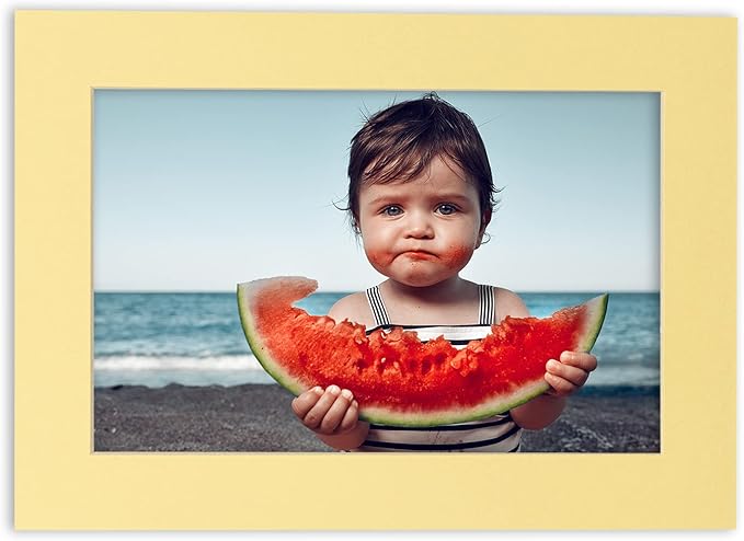 11x14 Mat for 8.5x11 Photo - Precut Soft Yellow Picture Matboard for Frames Measuring 11 x 14 Inches - Bevel Cut to Display Art 8.5 x 11 Inches - Acid Free ONE MAT with Backing Board & Clear Bag