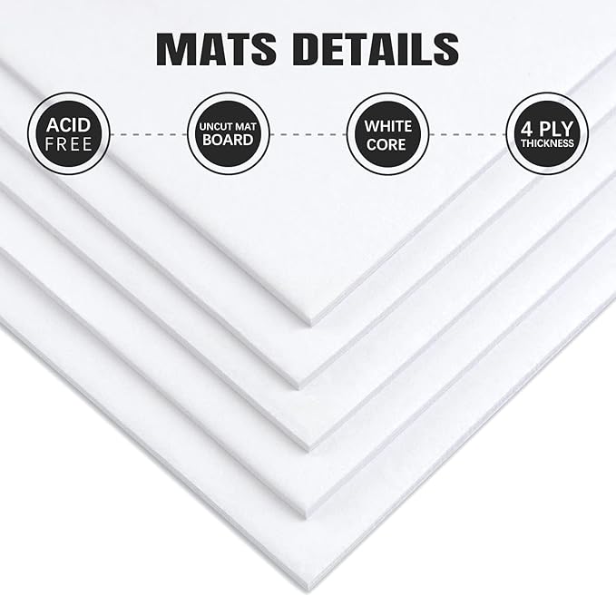 AUEAR, 10 Pack 16x20 Uncut Matte Boards White Photo Mat Board Great for Picture Framing, Print, Artwork