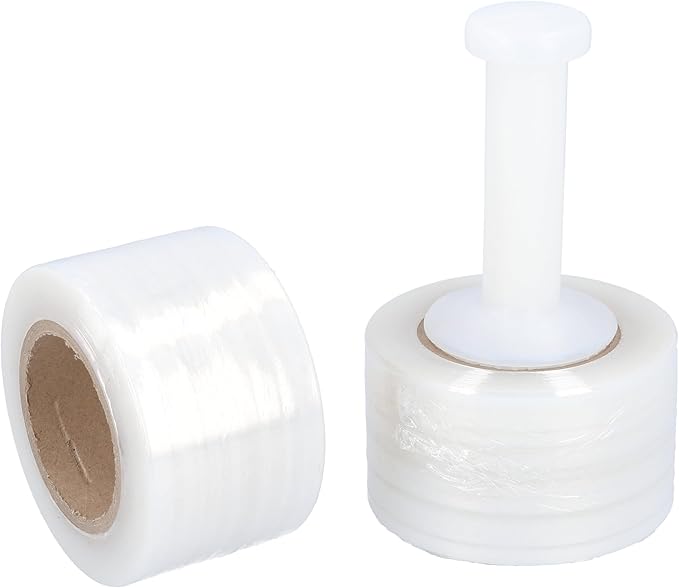 PSBM Mini Stretch Wrap with Handle, 18 Pack, 3 Inch x 700 Feet, 120 Gauge, Clear, Small Plastic Cling Film for Pallets Moving Storing