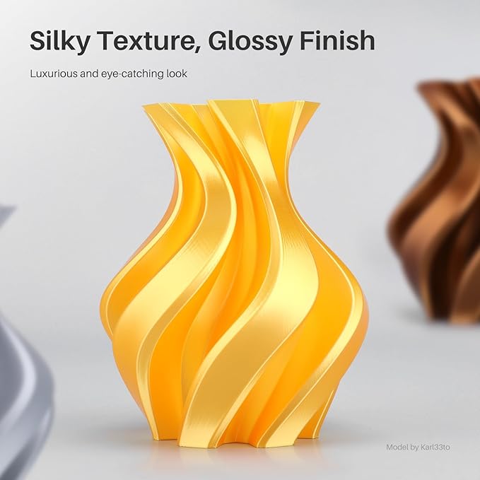 ELEGOO Silk PLA Filament 1.75mm Gold 250g, Shiny 3D Printer Filament Dimensional Accuracy +/- 0.02mm, 250g Spool Fits for Most FDM 3D Printers